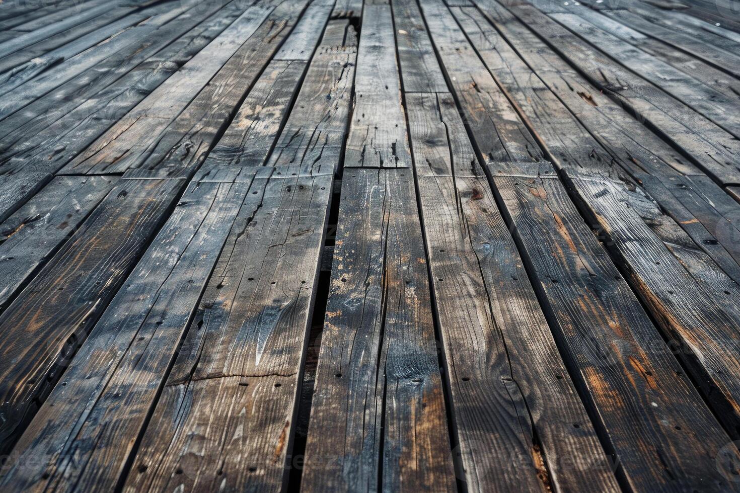 Closeup shot of old rustic wooden planks with a warm tone and natural patterns photo