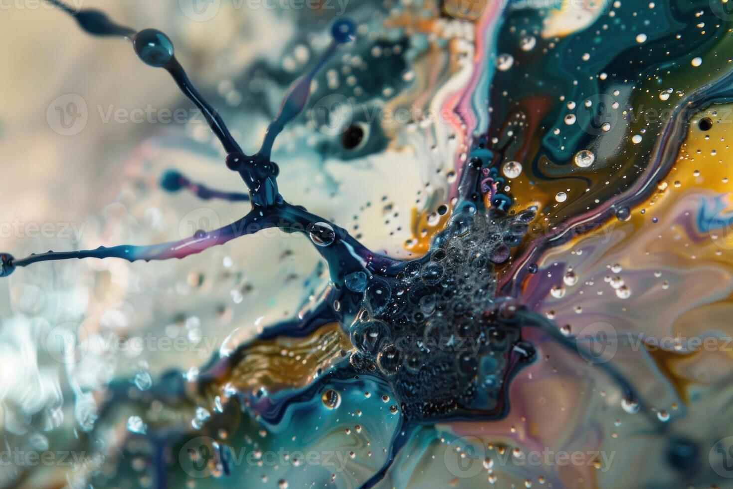 Highresolution image capturing vibrant paint splashes and swirls with intricate details photo