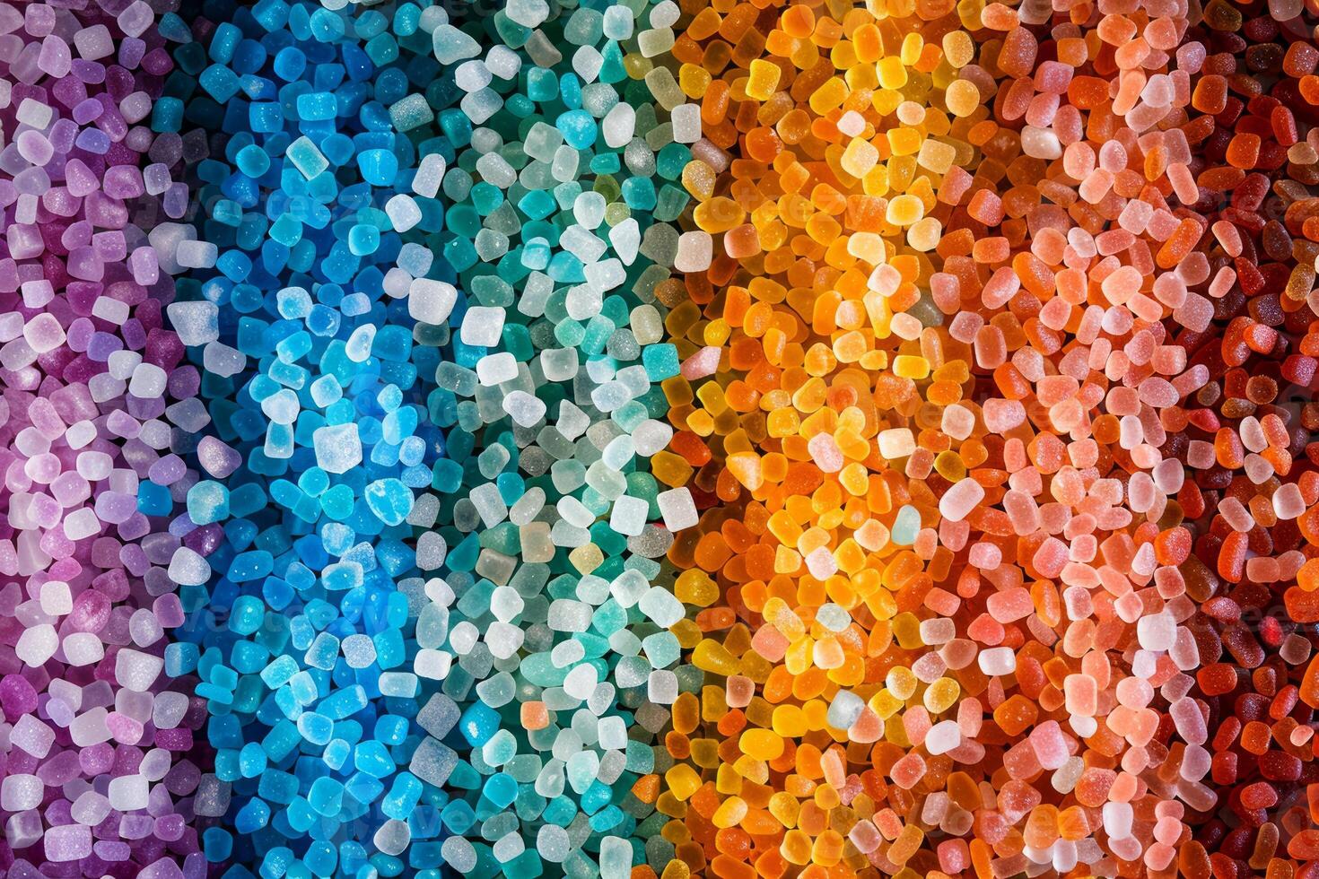 Rainbow colored sea salt crystals texture photo