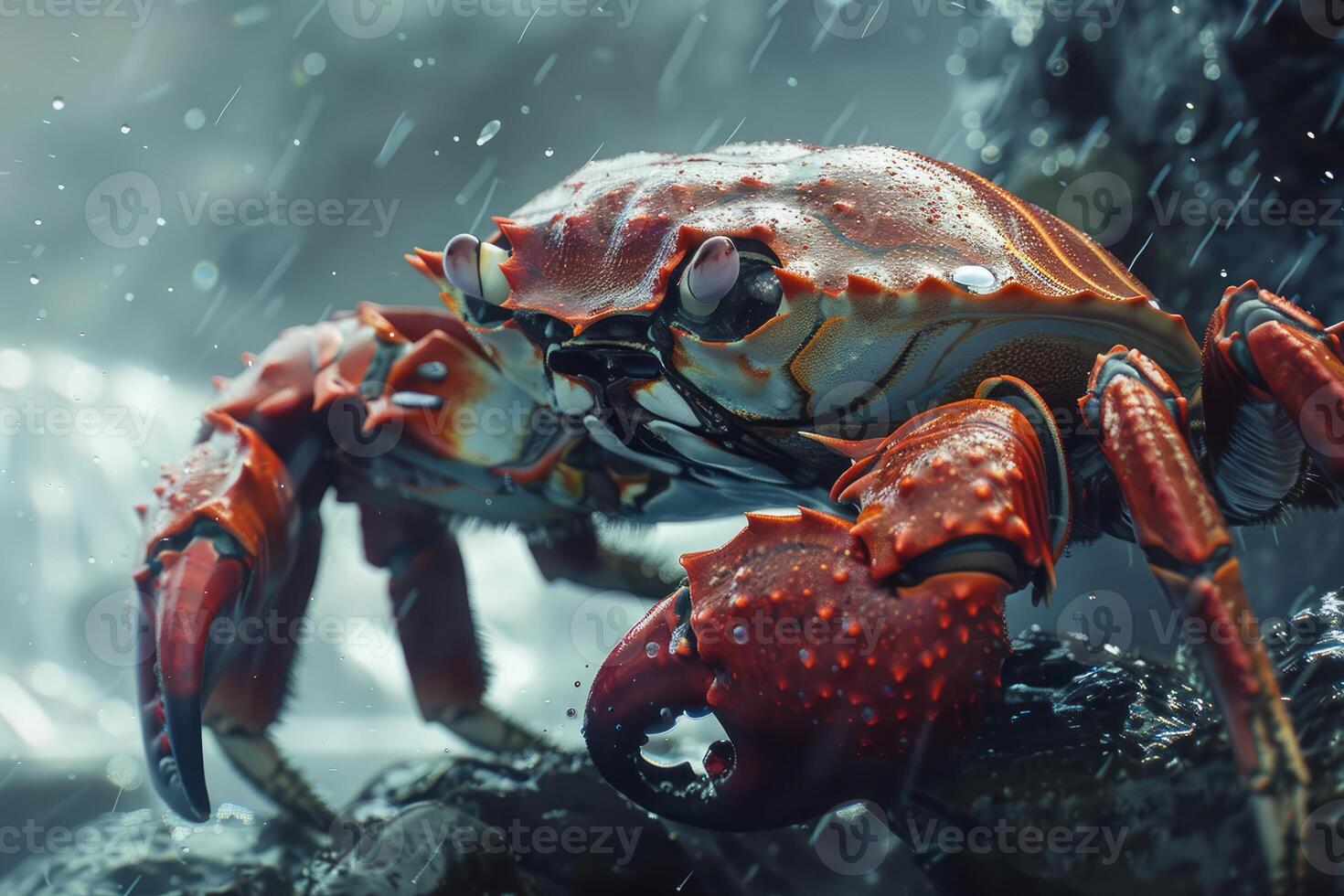 Majestic crab in rainy habitat photo
