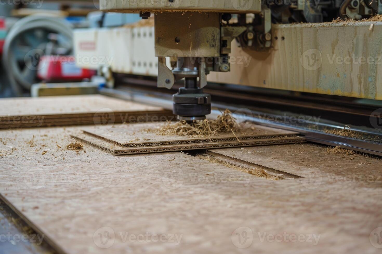 Cnc router in woodworking workshop photo