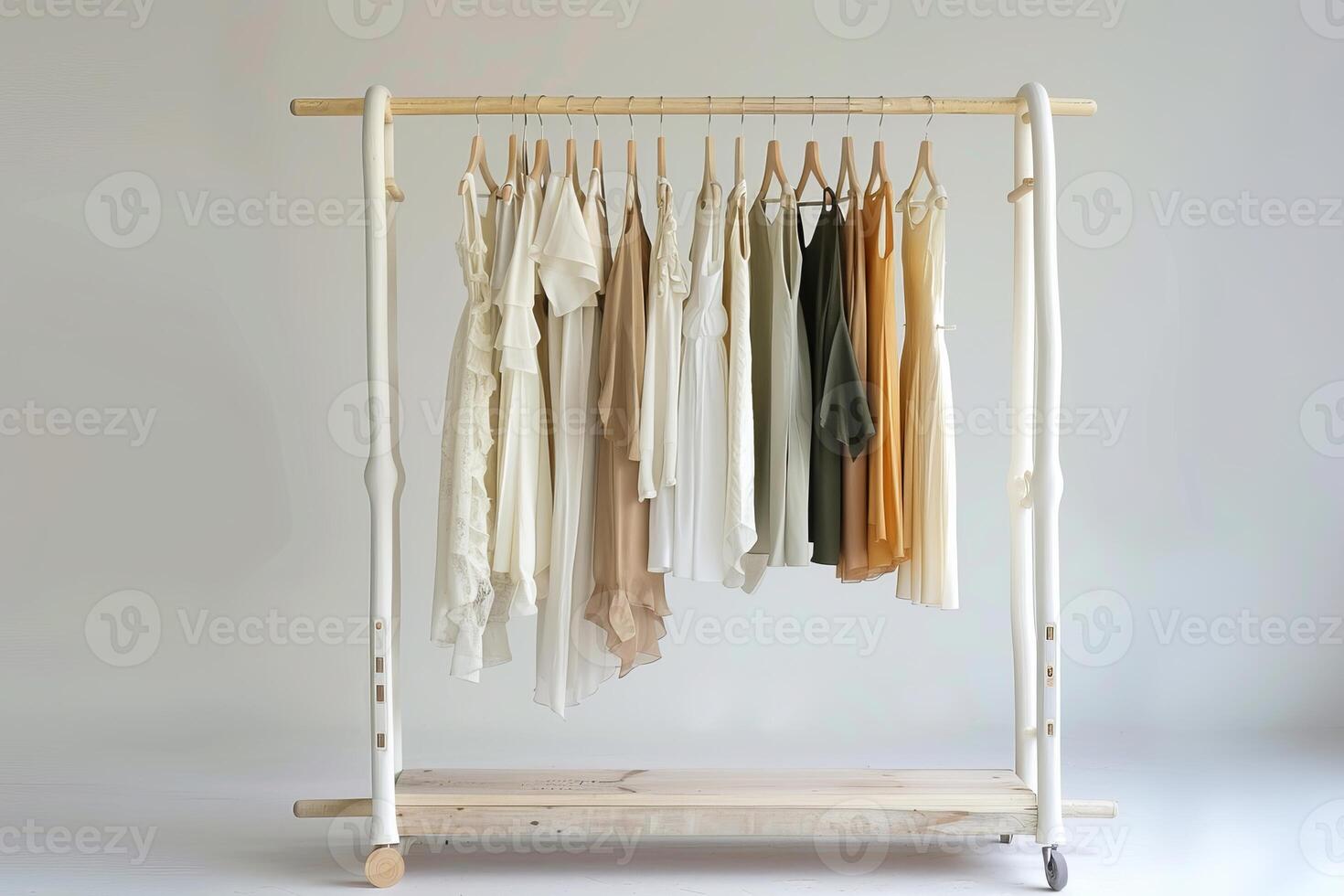 Minimalist clothing rack with elegant dresses photo
