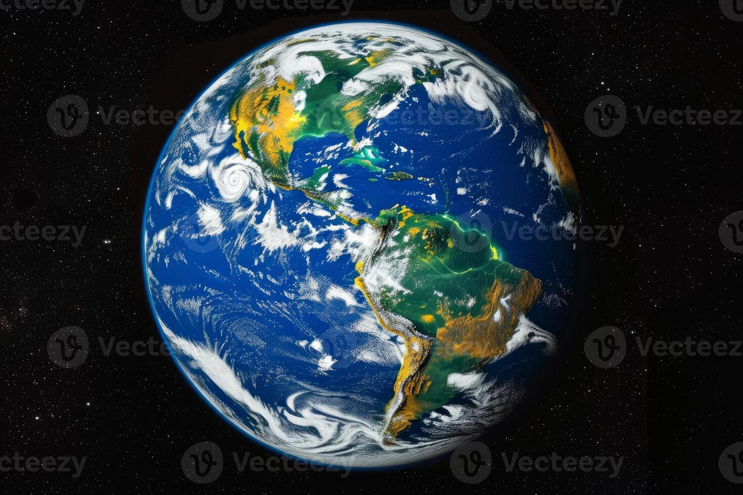 Planet earth from space with cloud patterns photo