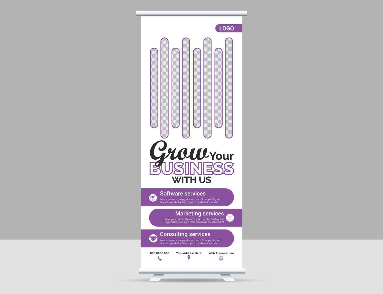 Rollup banner design with new style vector