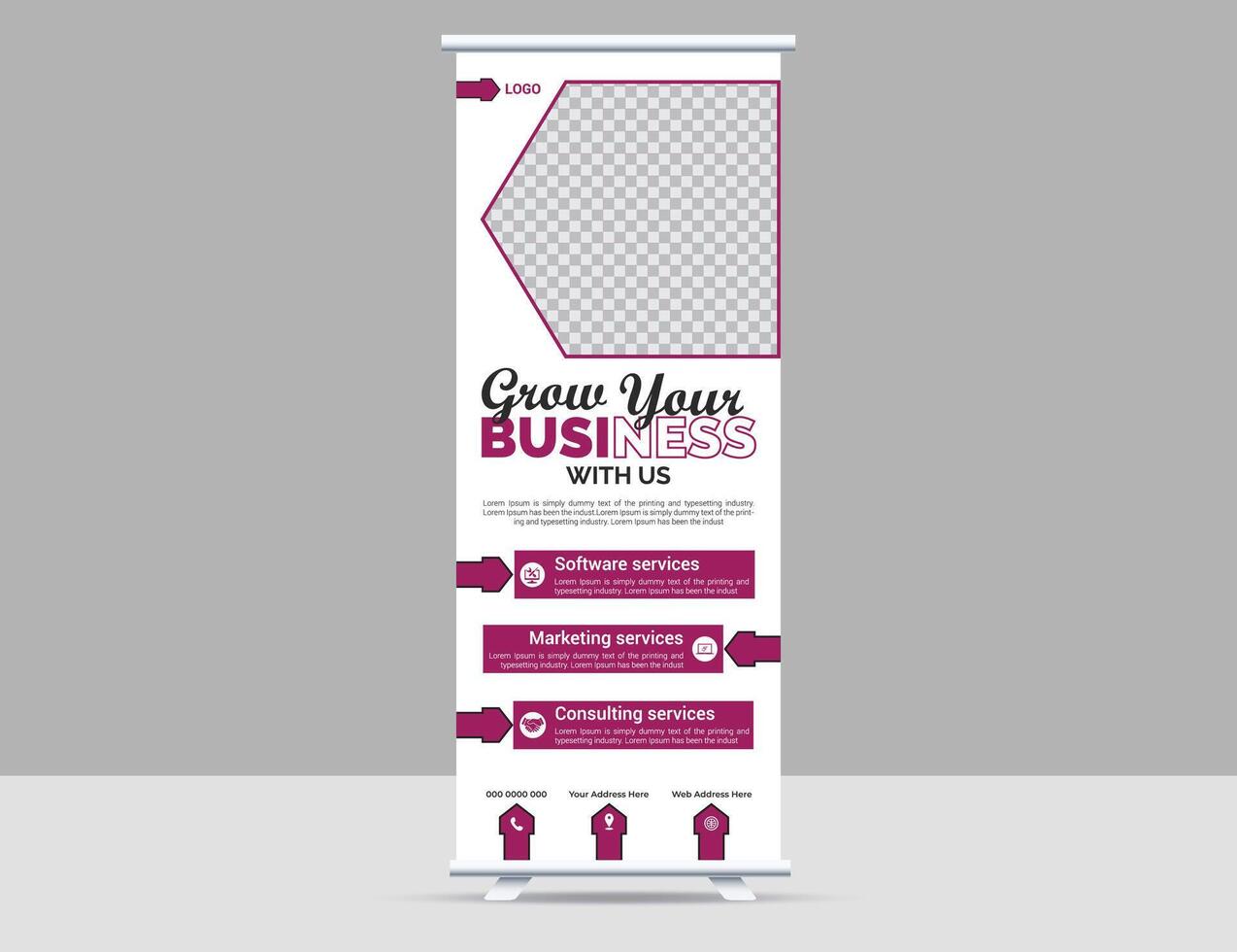 Modern and stylish rollup banner design vector