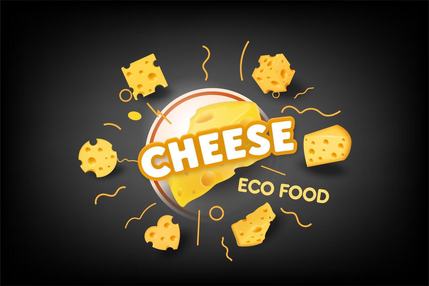 Delicious cheese background on chalkboard illustration. vector