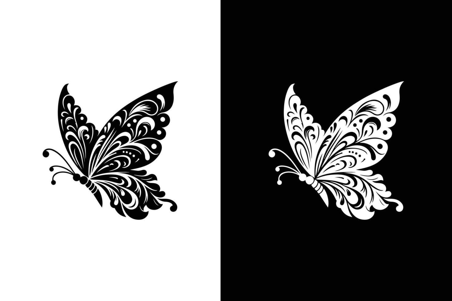 Butterfly silhouette icon illustrations on a white vector