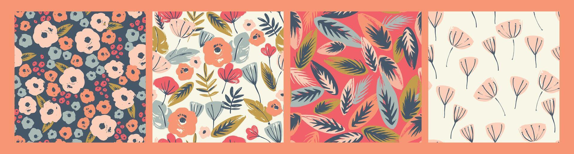 Folk floral seamless pattern. Modern abstract design for paper, cover, fabric, pacing and other uses vector