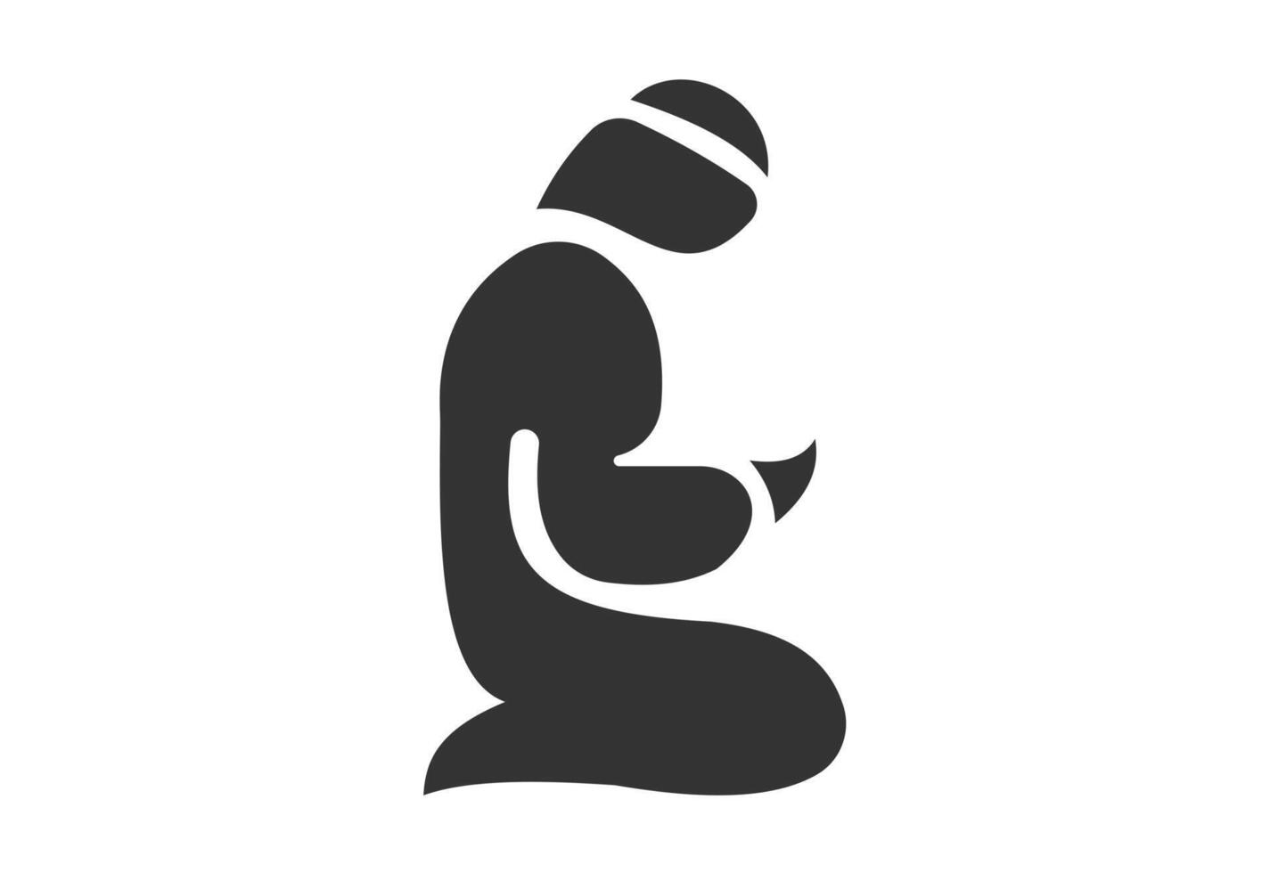 high quality black stick figure icon of a prayer isolated on white background. Faith, humility and hope concept vector