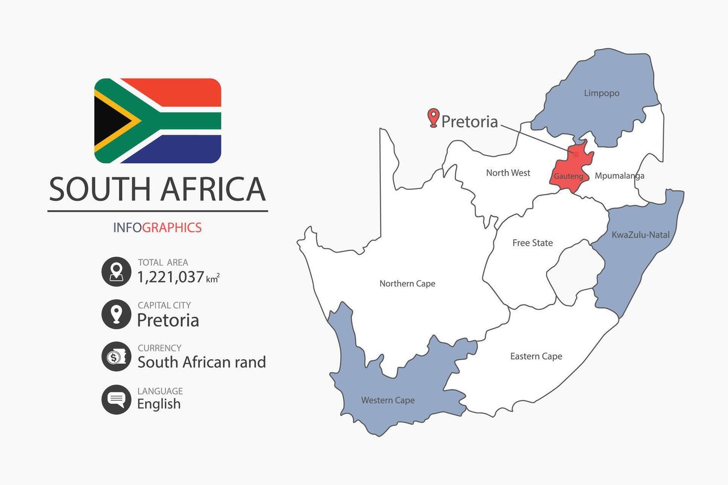 South Africa map and infographic. vector