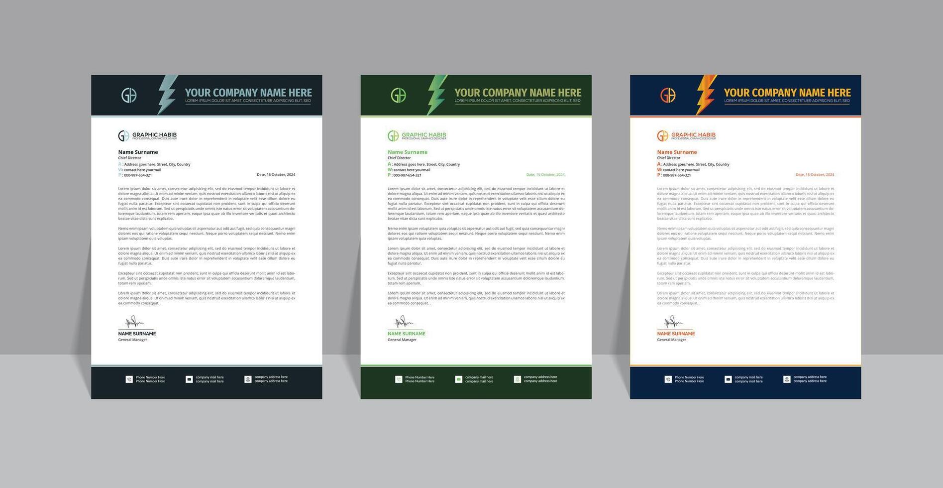 Business Letterhead Design with Template and Design. vector