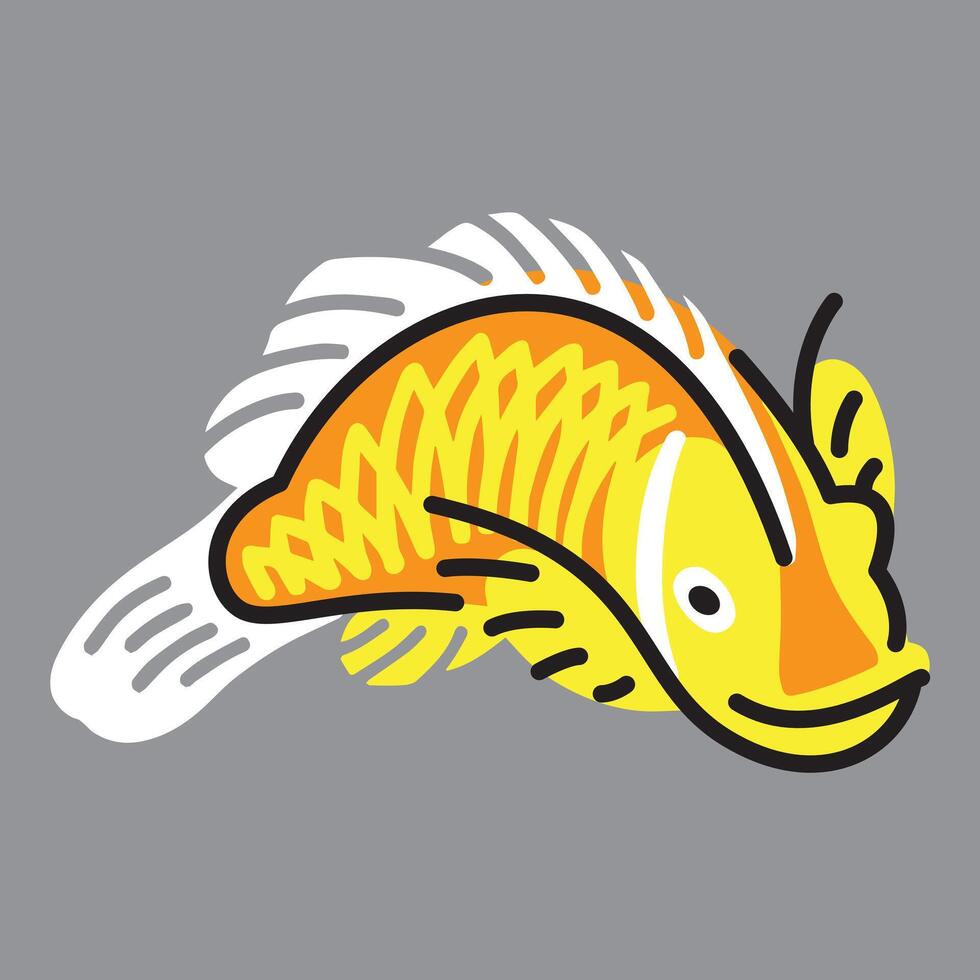 Illustration of a smiling white maned clownfish vector