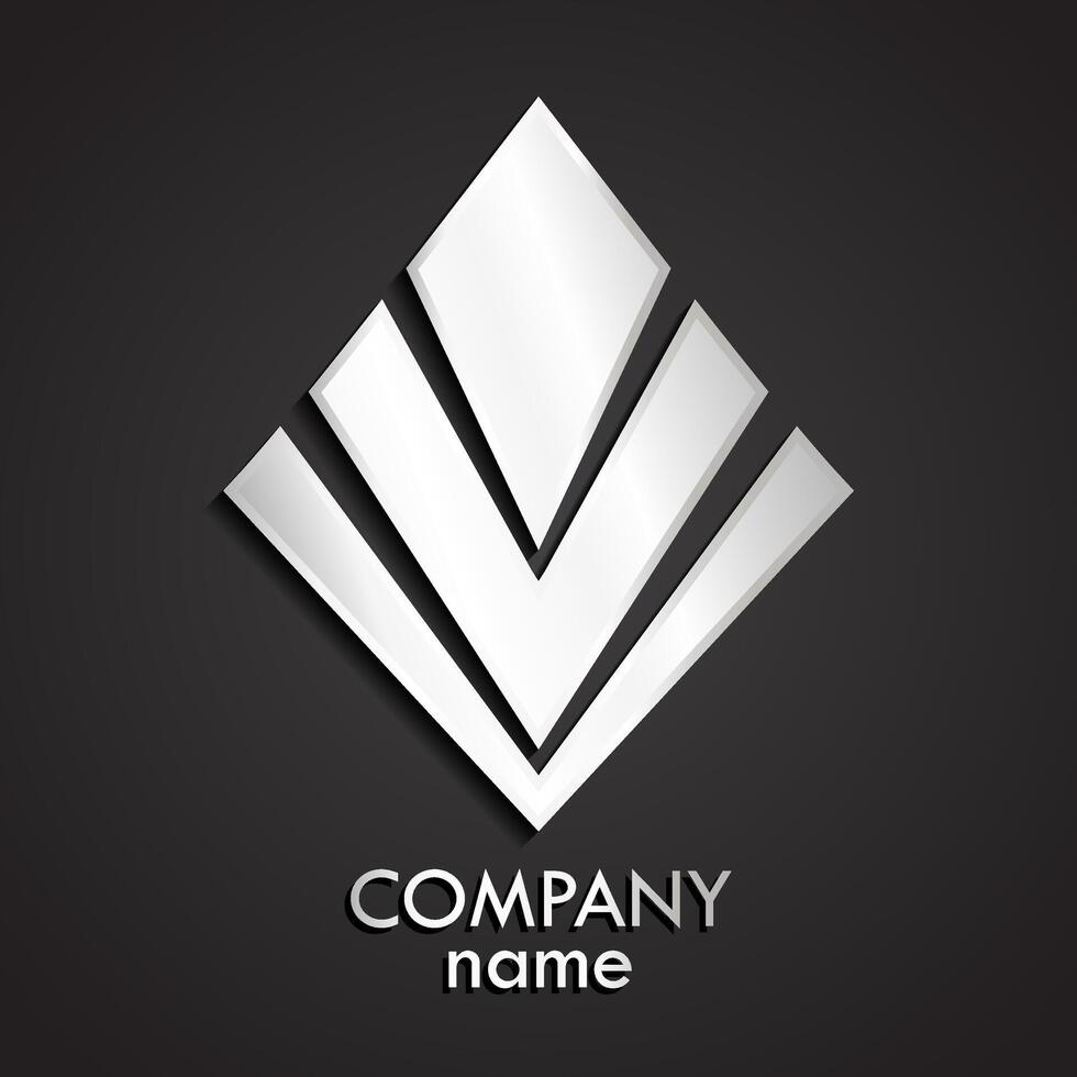 3d abstract silver linear square logo vector