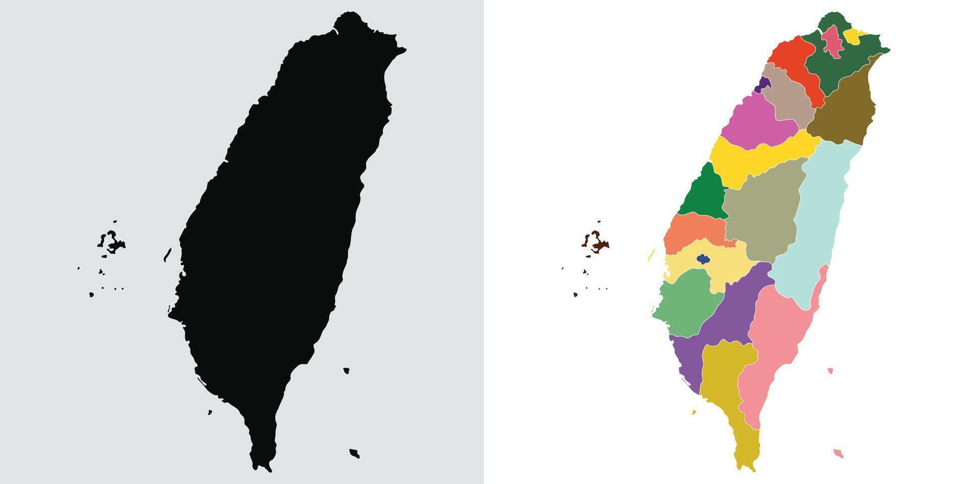 Taiwan map. Map of Taipei in set vector