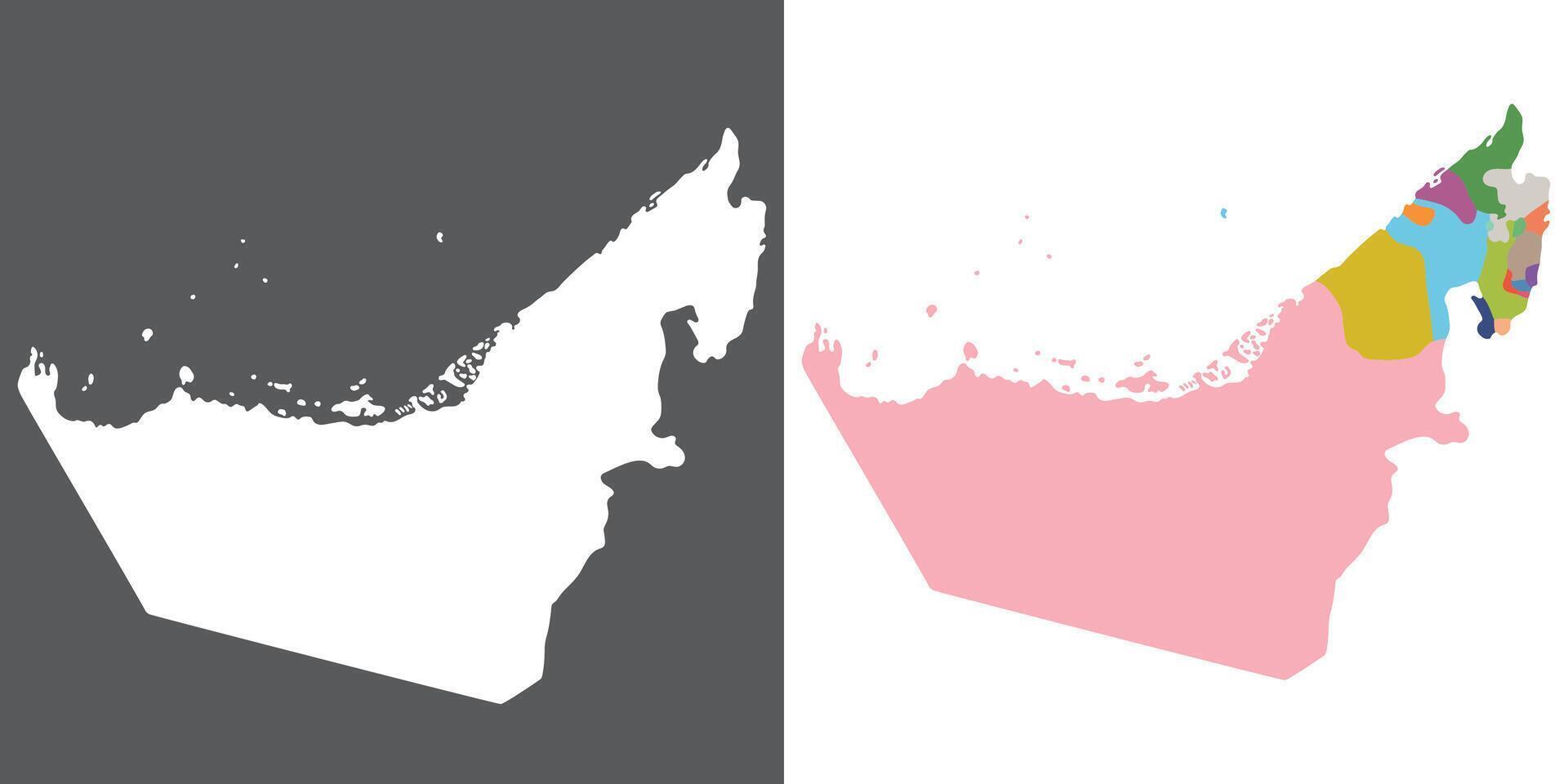 United Arab Emirates map. Map of UAE in set vector