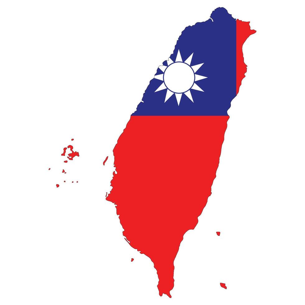 Taiwan map with national flag. Map of Taipei with Taiwan flag vector