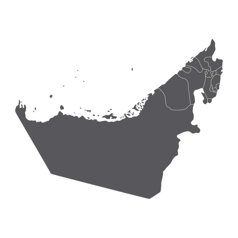 United Arab Emirates map. Map of UAE in administrative provinces in grey color vector