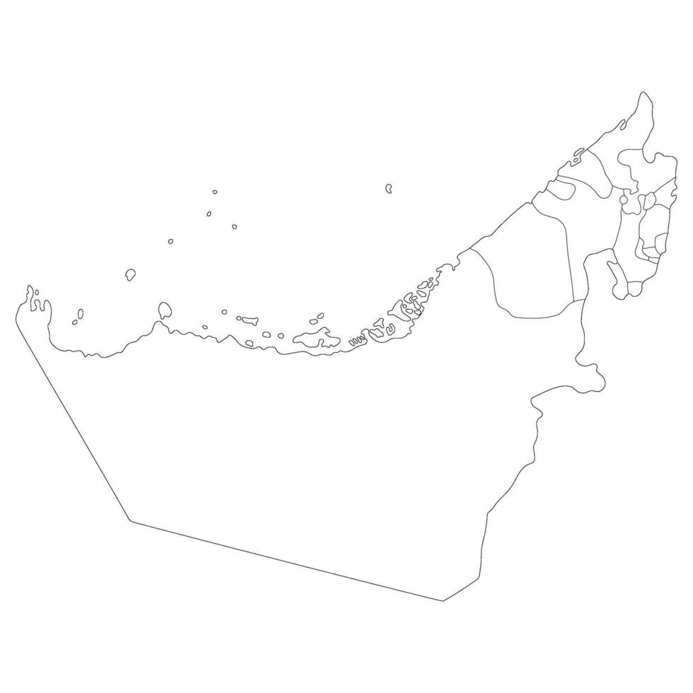 United Arab Emirates map. Map of UAE in administrative provinces in white color vector