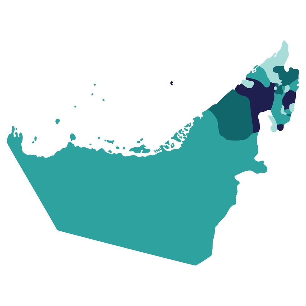 United Arab Emirates map. Map of UAE in administrative provinces in multicolor vector