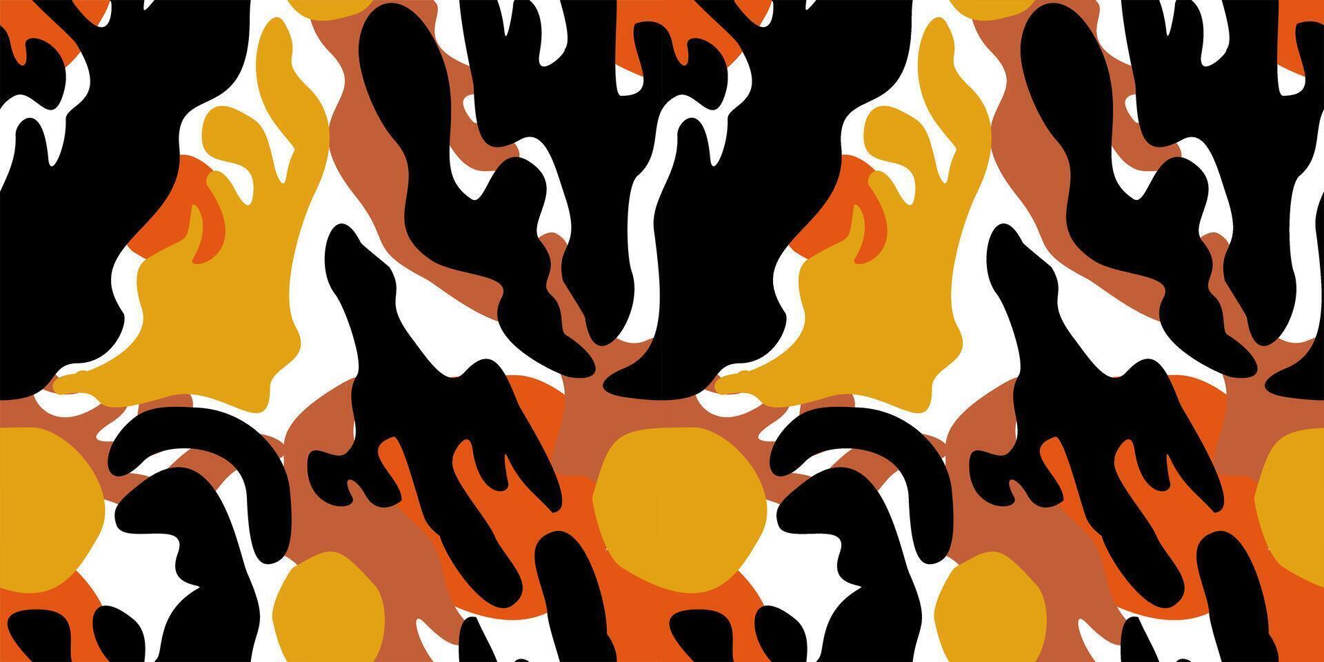Abstract bright geometric pattern. Black, yellow and orange shapes on white background vector