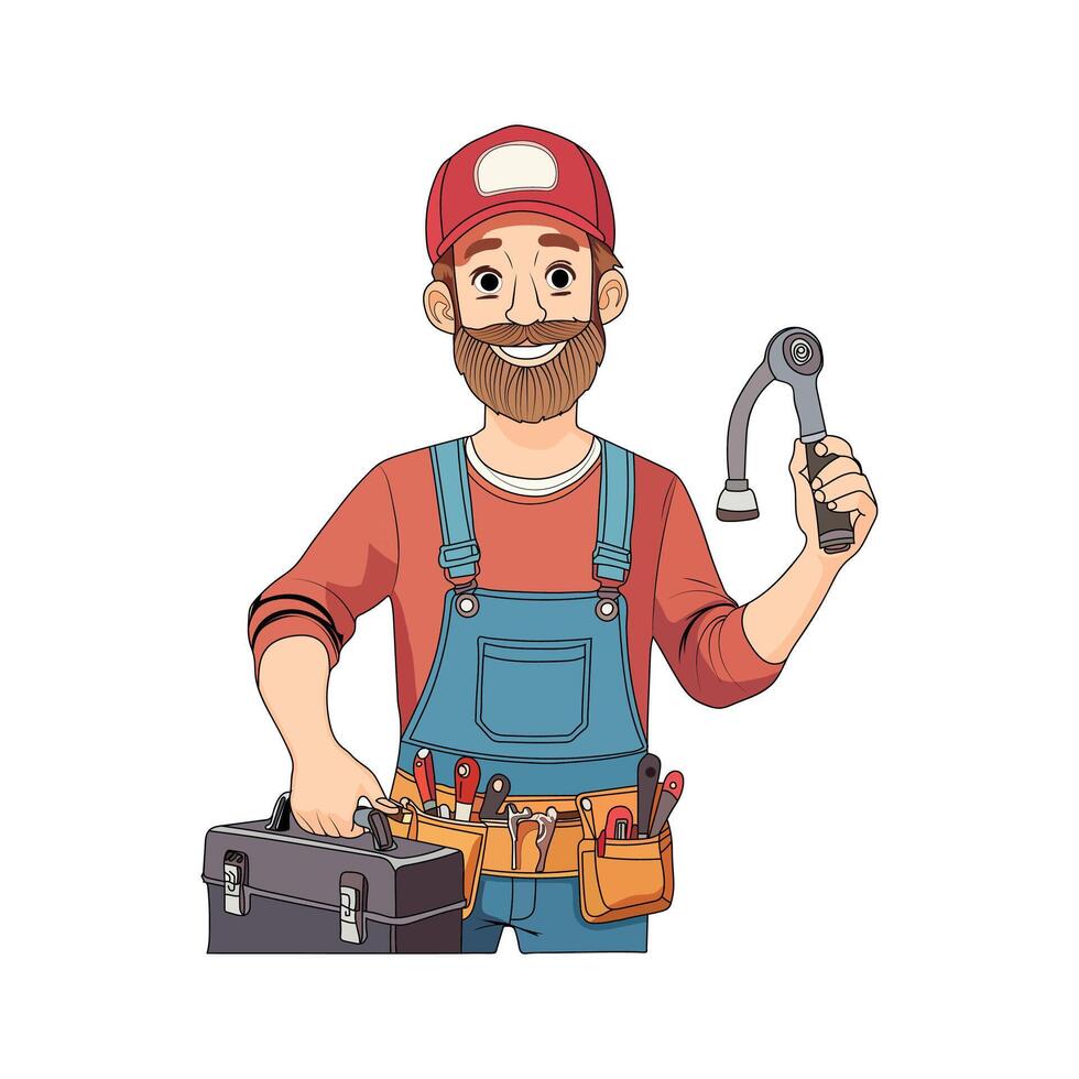 Plumber man with tools illustration design vector