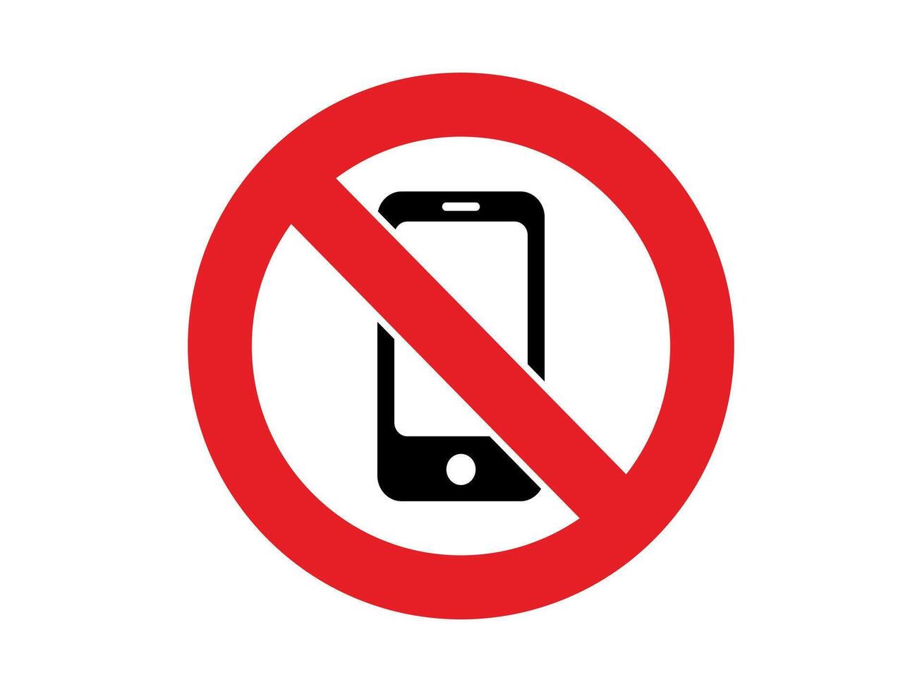 No cell phone sign illustration. Prohibited symbol vector