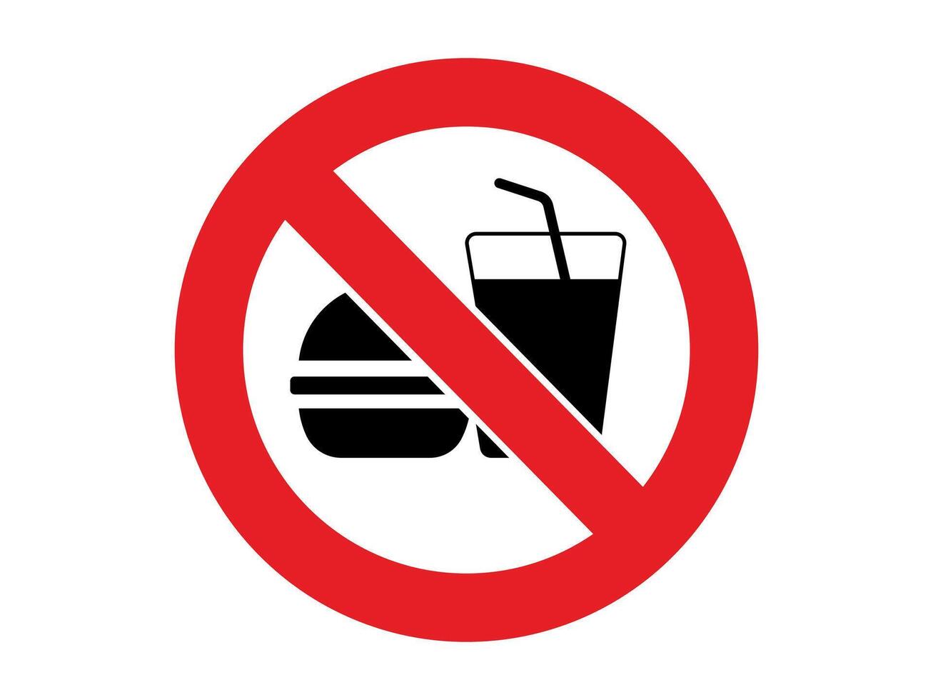 No food and drink allowed sign illustration. Prohibited symbol vector