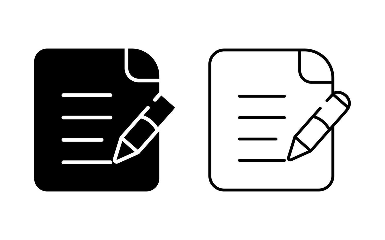 Set of exam test icons in line and filled illustration. Education sign vector