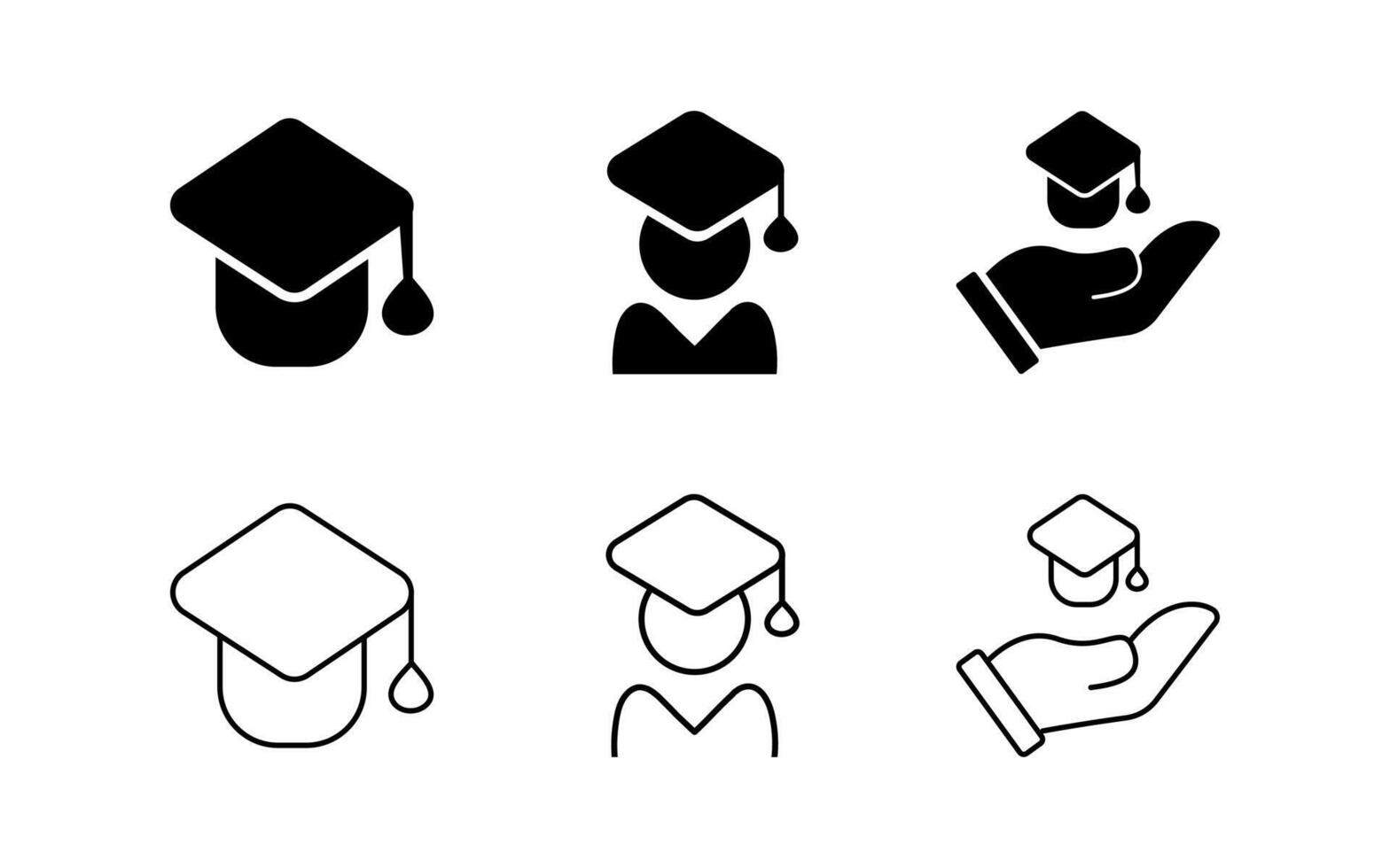 Collection of User graduate and Cap icon illustration. Education Sign vector