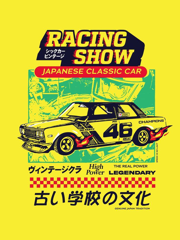 Car illustration For Conceptual Design. Suitable for posters, stickers, t-shirt prints, and banners.racing show vector