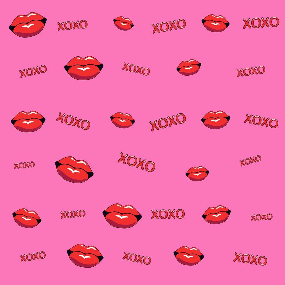 red lips pattern vector