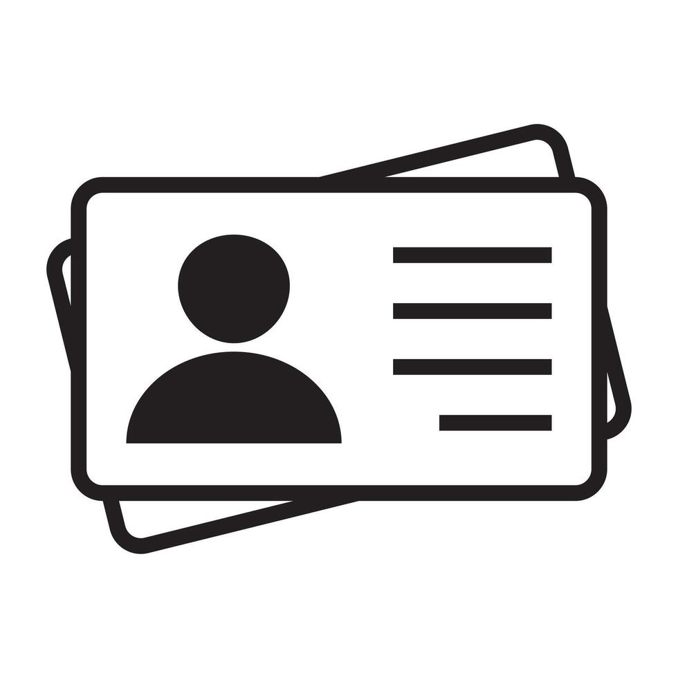 ID Card icon. Employee clerk card, driver license, Identification card, staff identification card symbol. Design for website and mobile app. vector