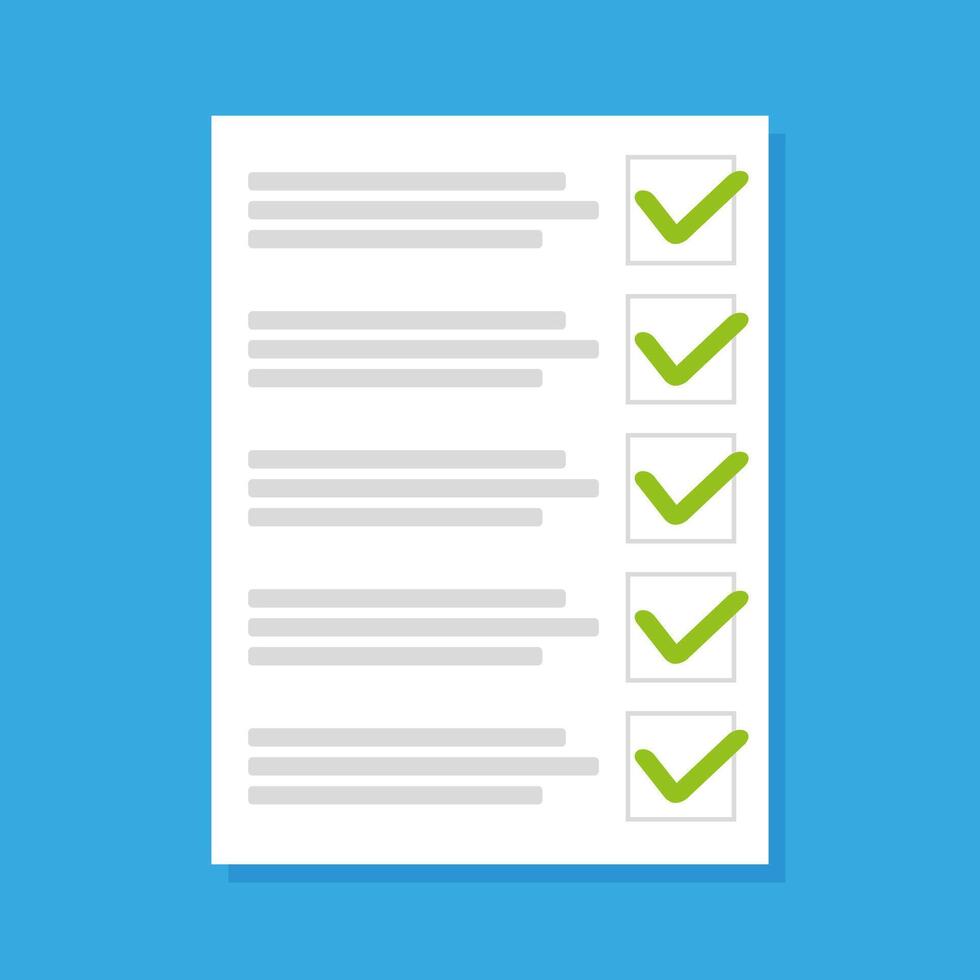 To do list or planning concept. Paper sheets with check marks icon, all tasks are completed vector