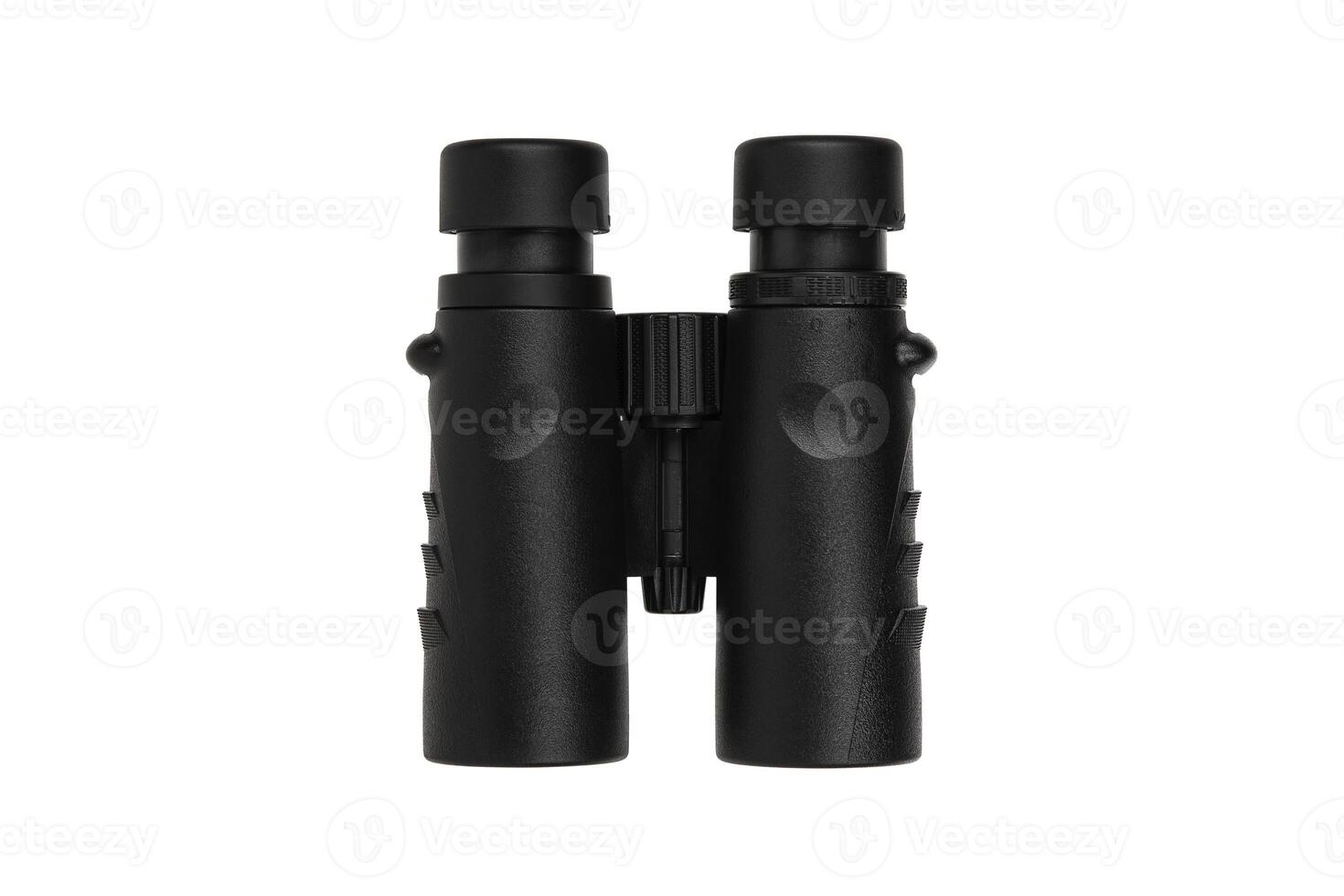 Modern binoculars isolate on white back. Surveillance device. Device for viewing at a distance. photo