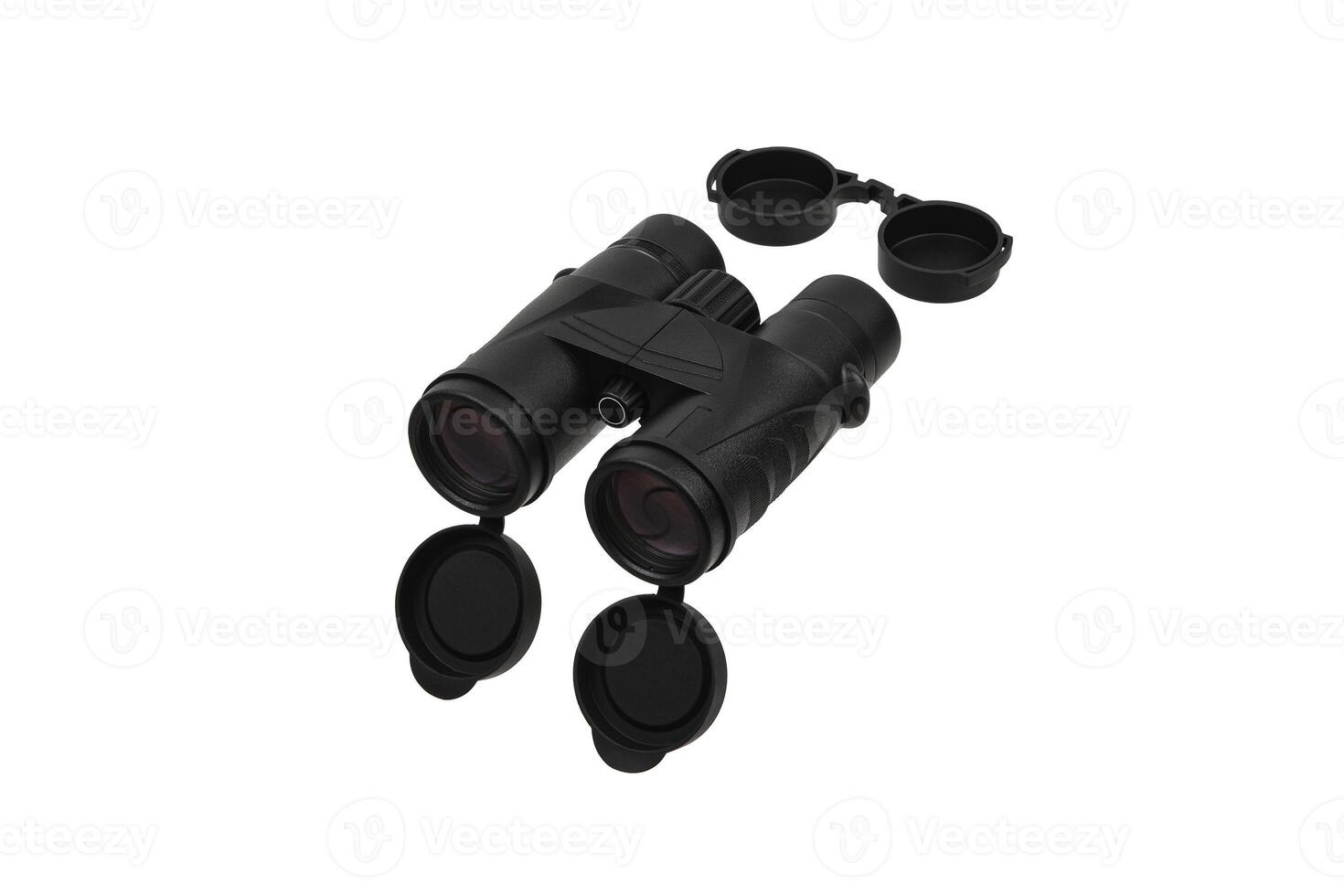 Modern binoculars isolate on white back. Surveillance device. Device for viewing at a distance. photo