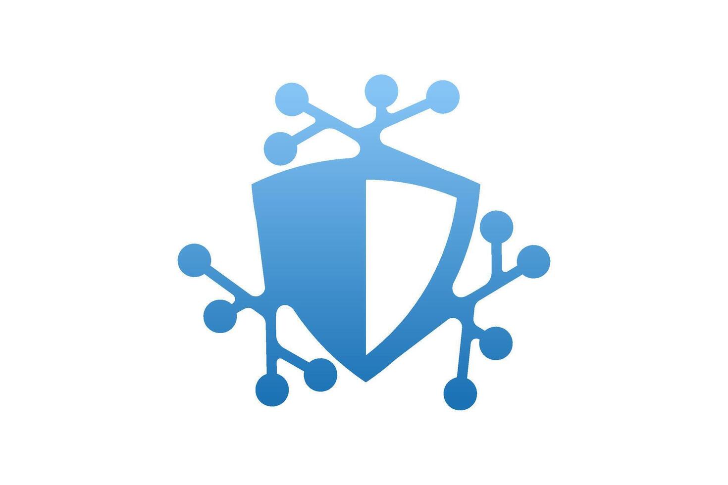 azul proteger con cuatro conectando sucursales. vector