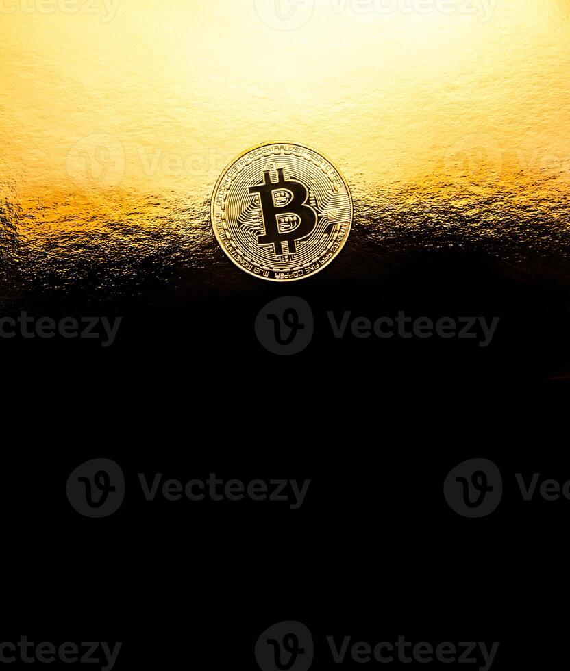 gold coin bitcoin on a gold photo