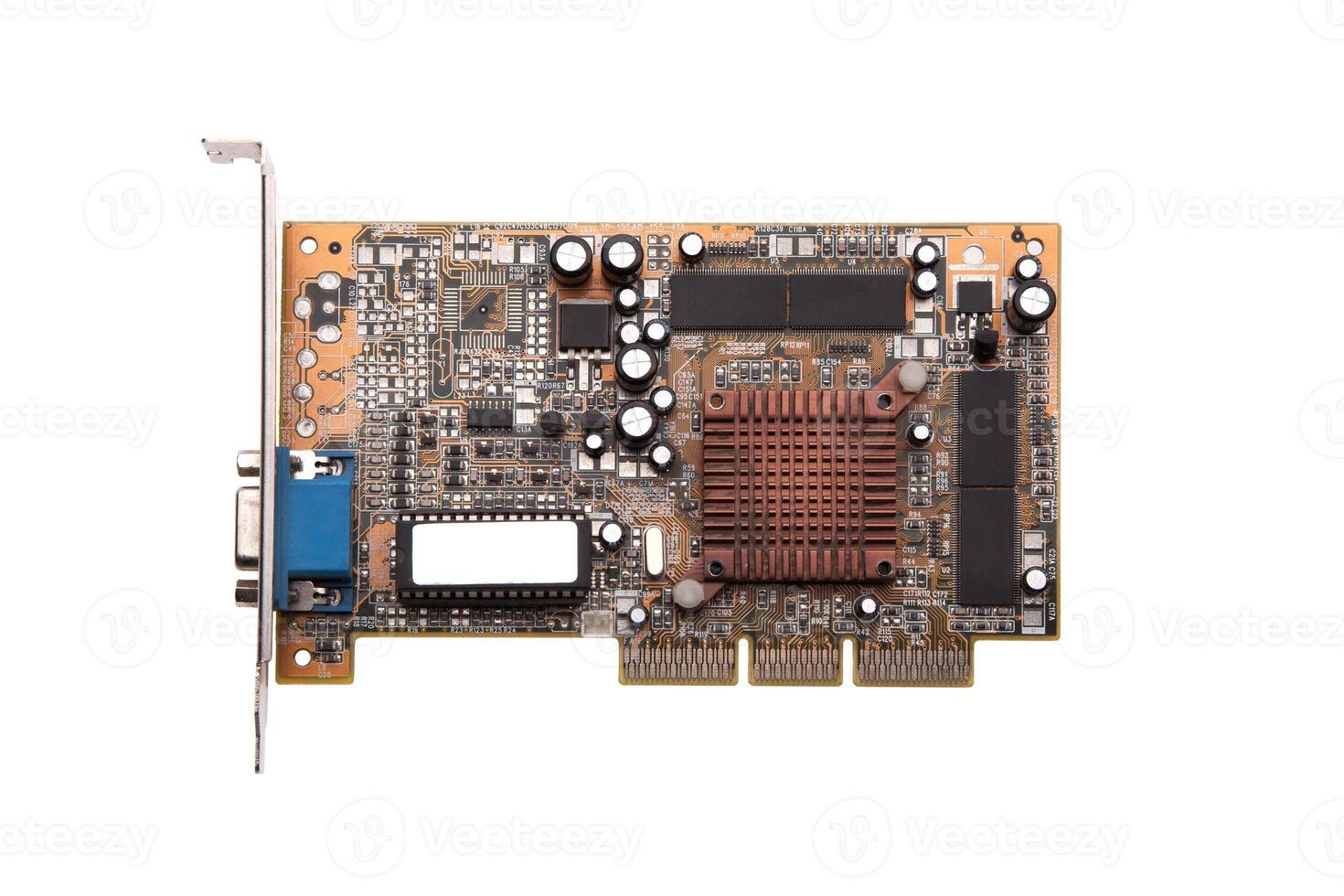 An old computer videocard from the early 2000s. Isolate on a white background. photo