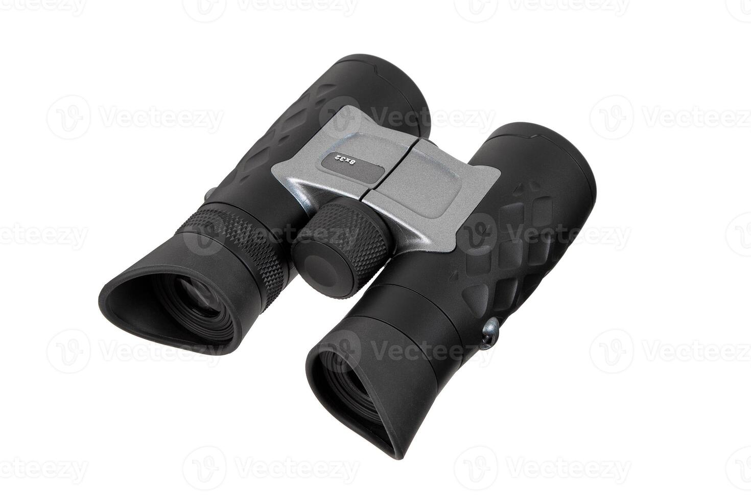 Modern binoculars. An optical instrument for observation at long distances. Isolate on a white back. photo