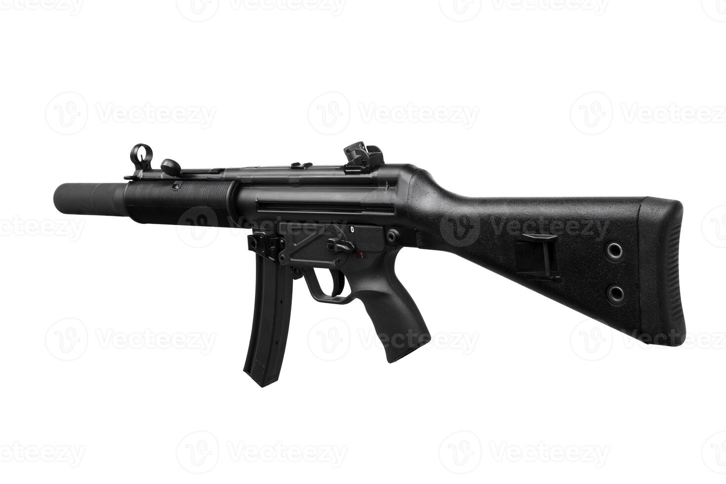 Modern automatic rifle isolated on white photo