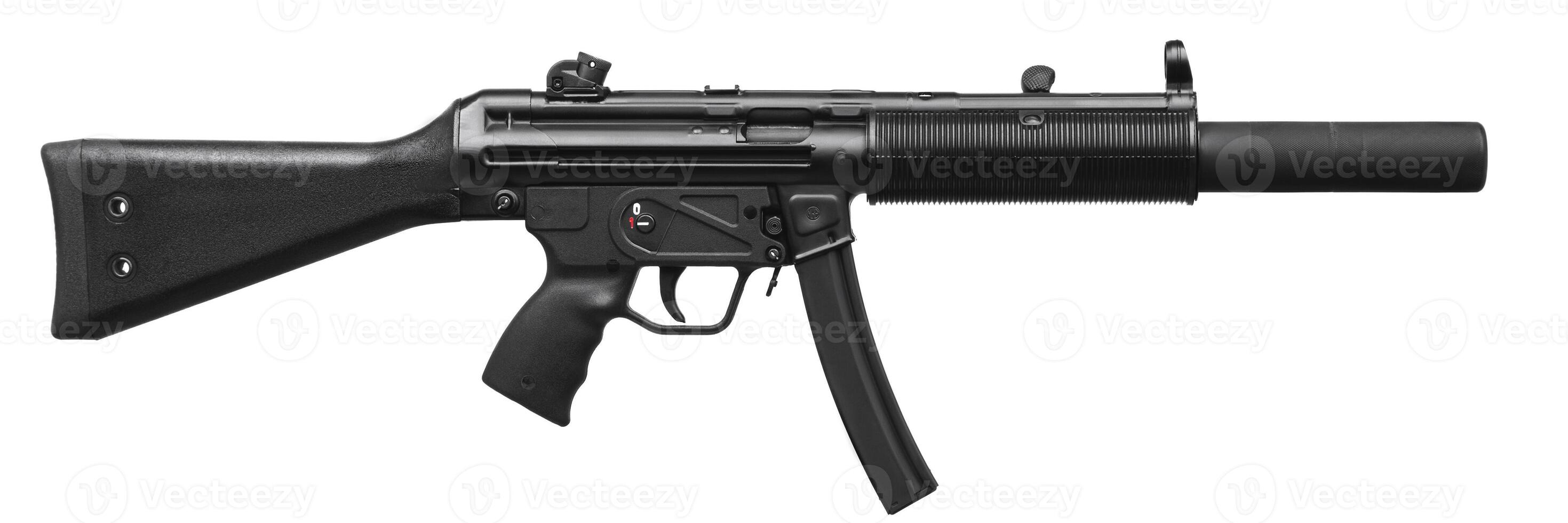 Modern automatic rifle isolated on white photo