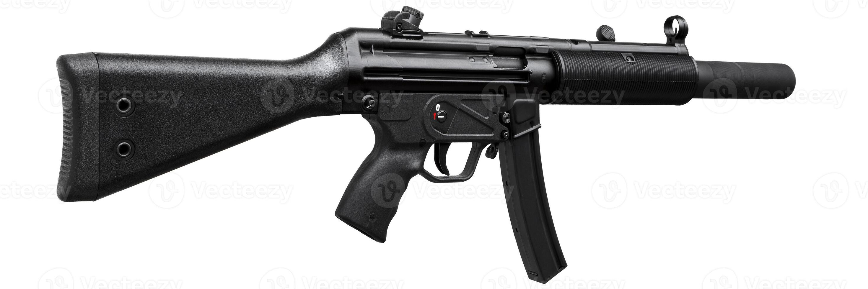 Modern automatic rifle isolated on white photo