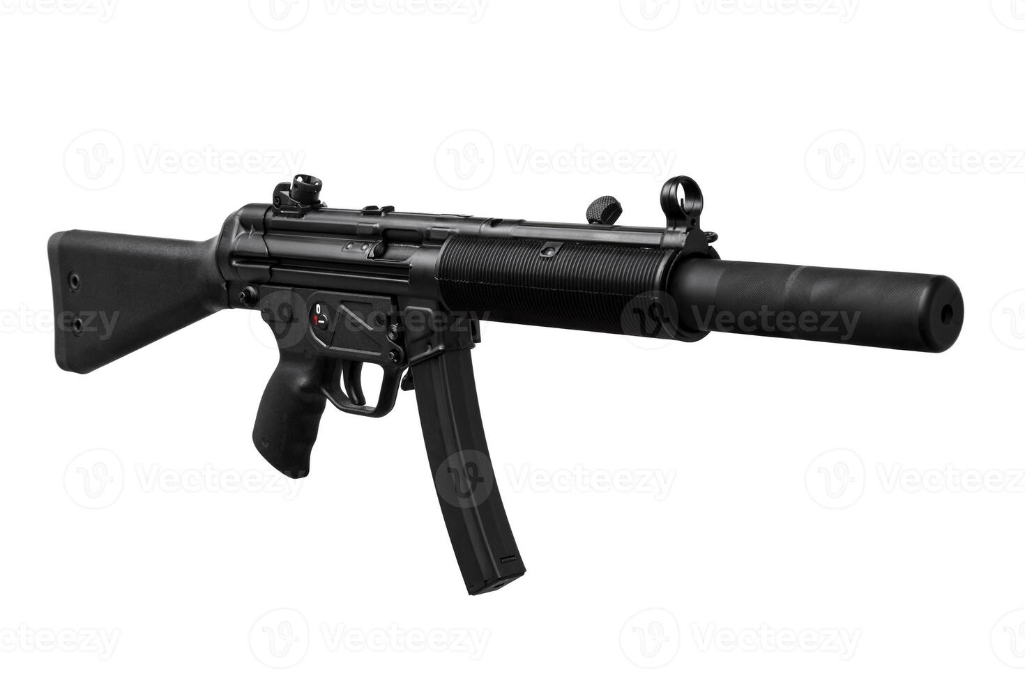 Modern automatic rifle isolated on white photo