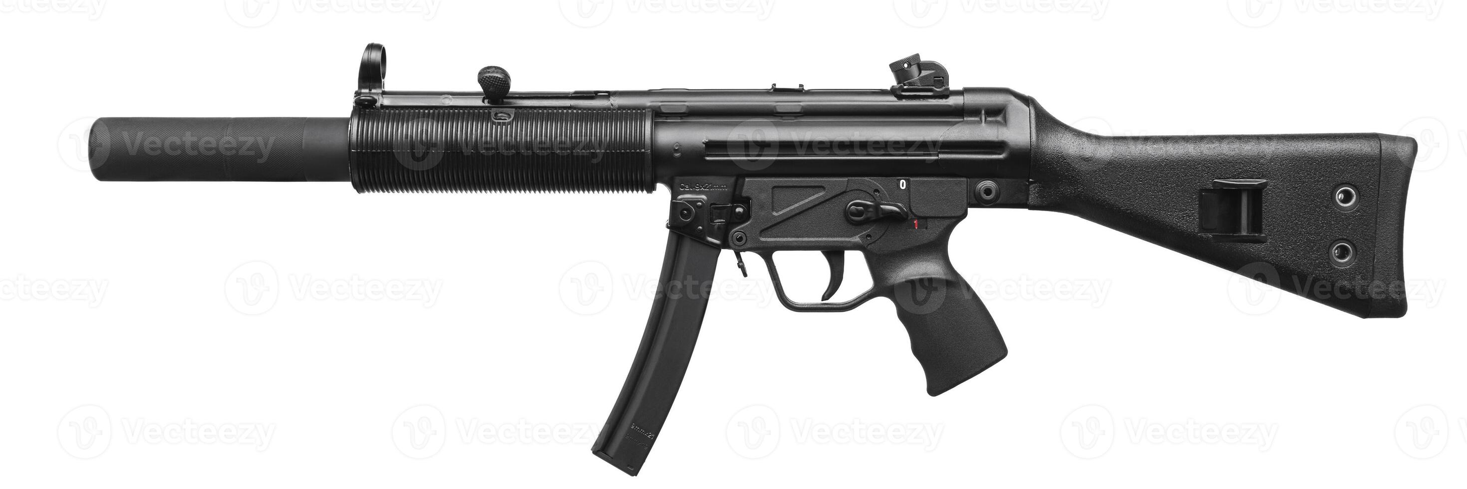 Modern automatic rifle isolated on white photo