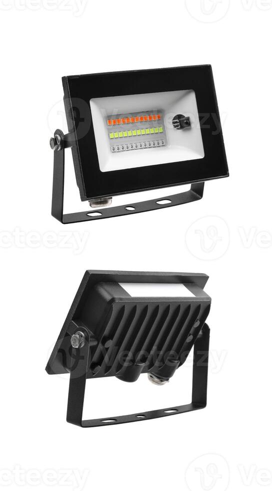 Powerful modern LED lamp with the ability to change the color of light. Isolate on a white back. photo