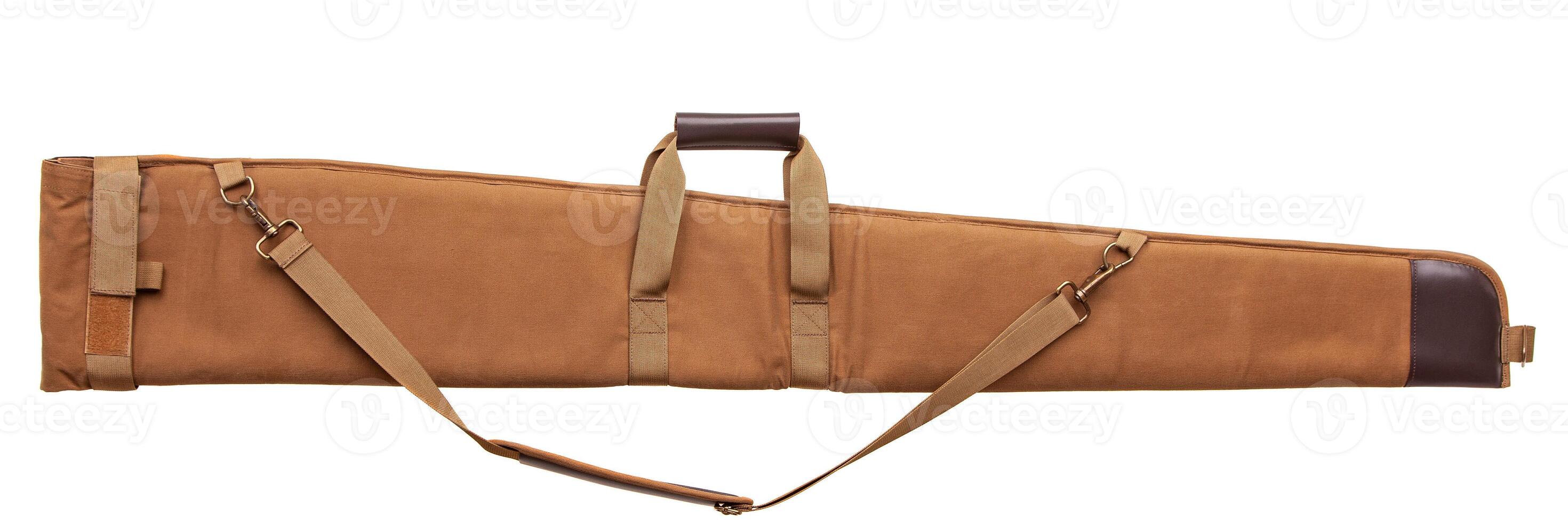 Soft brown case for a gun isolated on white photo