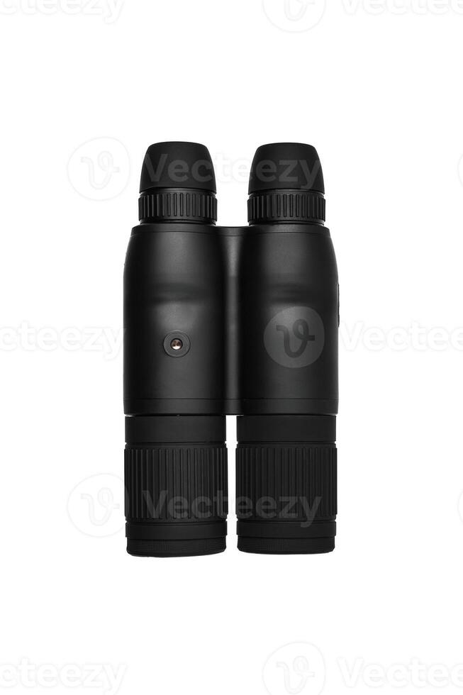 Modern binoculars isolate on white back. Surveillance device. Device for viewing at a distance. photo