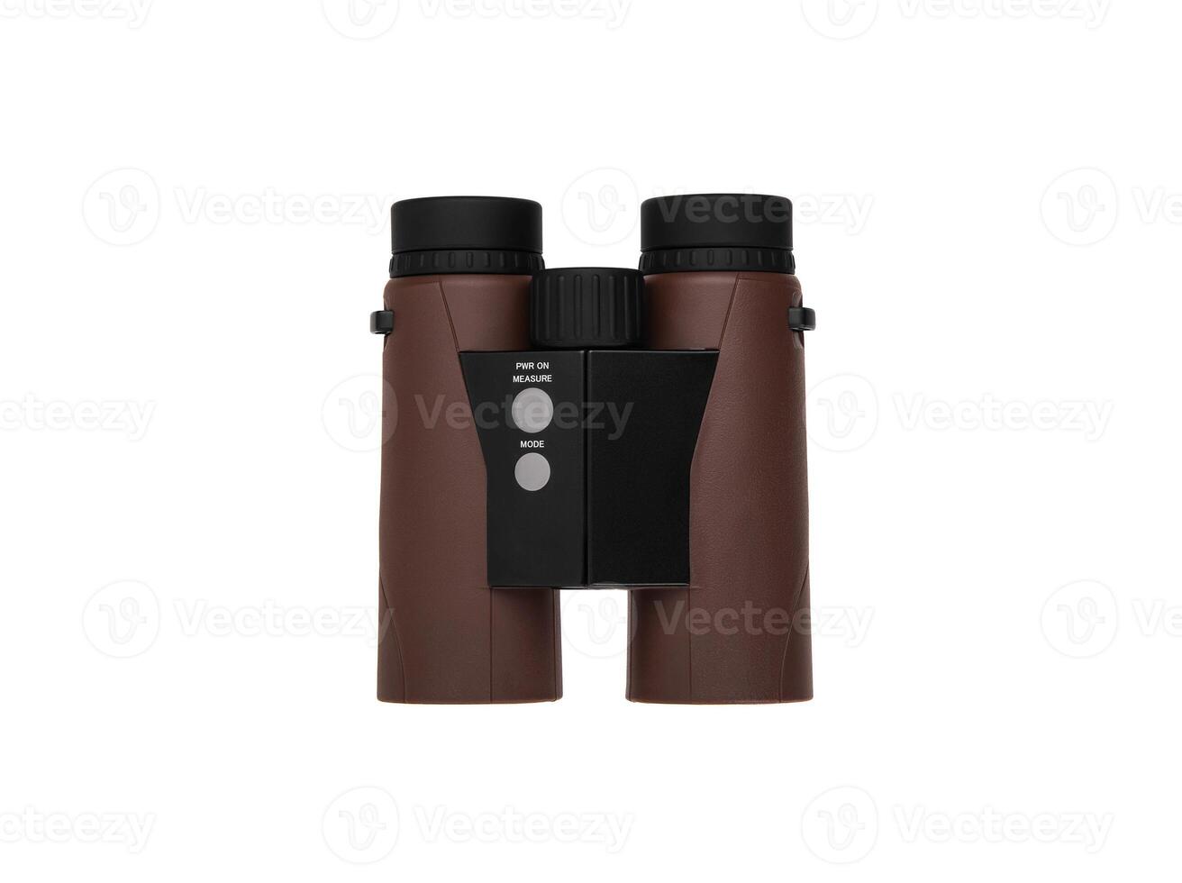 Modern binoculars. Optical device for long-range observation. Isolate on a white back. photo