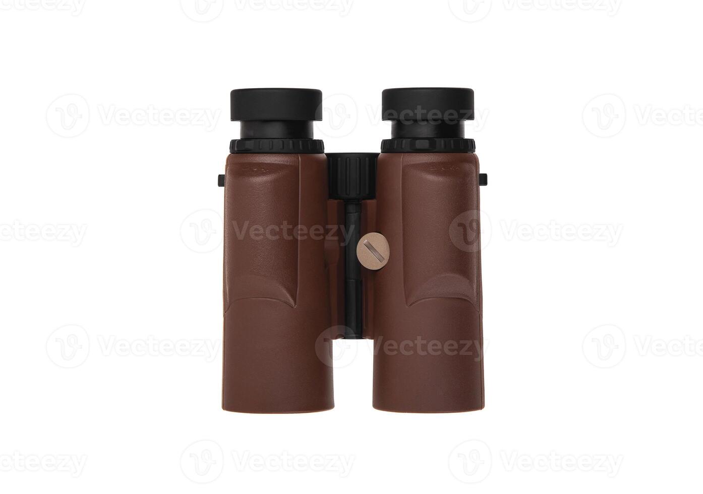 Modern binoculars. Optical device for long-range observation. Isolate on a white back. photo