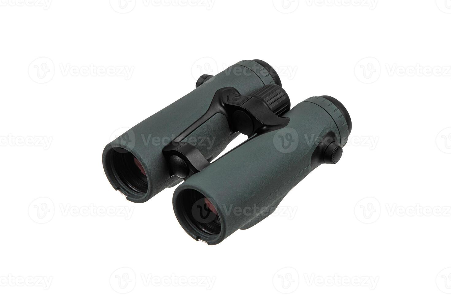 Modern binoculars. An optical instrument for observation at long distances. Isolate on a white back. photo